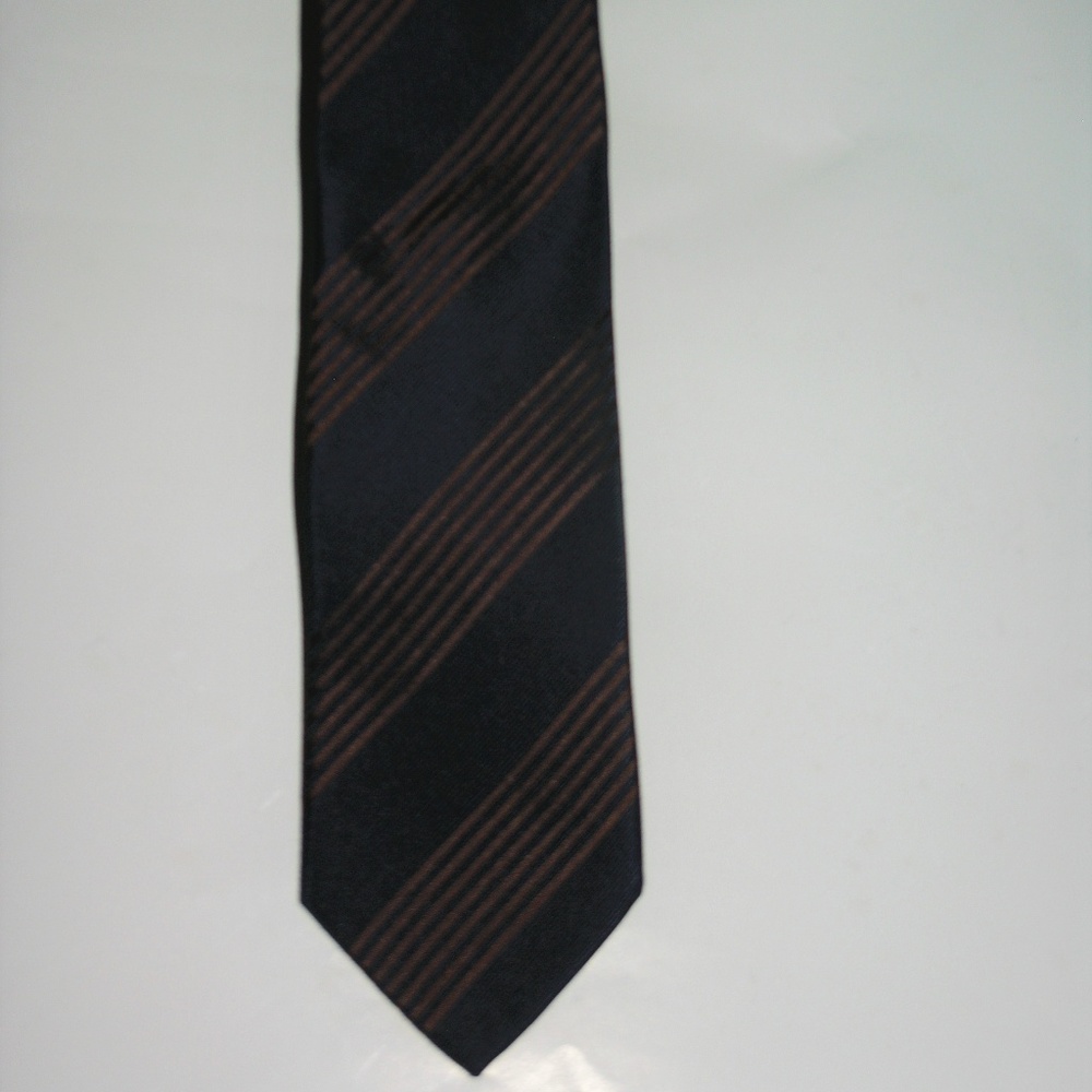 Bigi Diagonally Striped Classic Width Blue Silk Tie